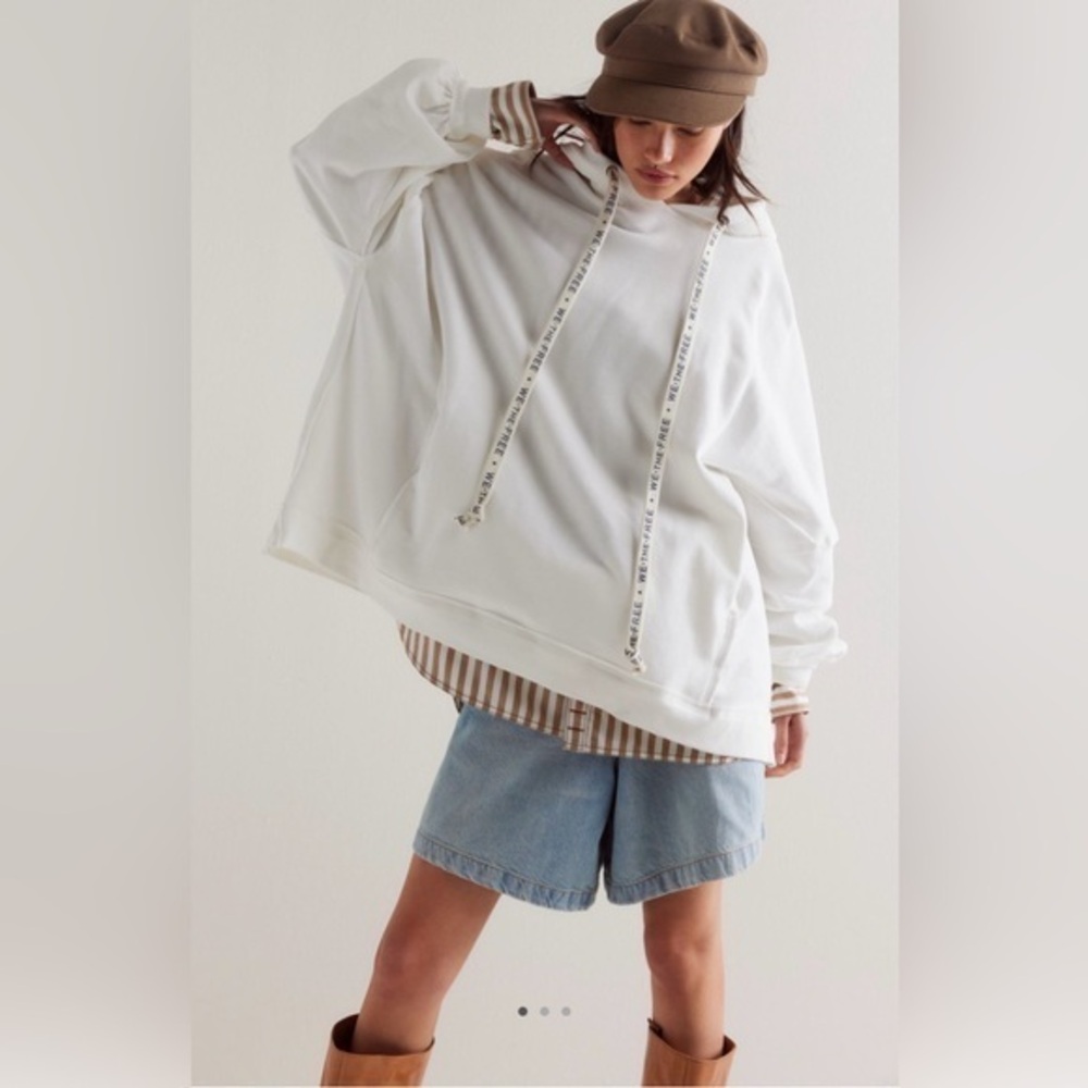 NWT Free People S We the Free WE Hoodie Ivory Sweatshirt New $128